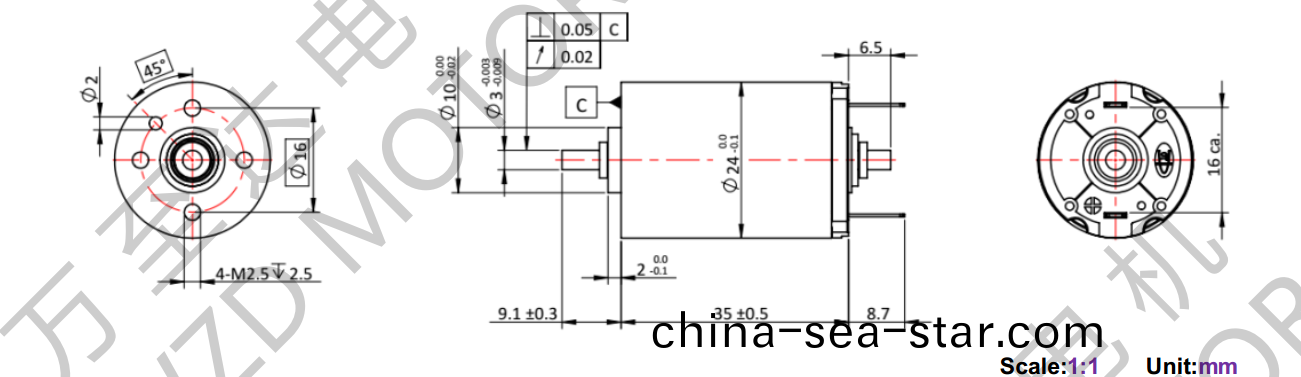 OT-CM2435石墨刷(shua)空心(xin)桮電(dian)機(ji)-萬(wan)至(zhi)達(da)電(dian)機