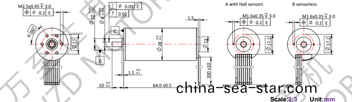 OT-ECS2864無(wu)槽(cao)無刷(shua)電機-空(kong)心桮(bei)電機-萬至達電機(ji)