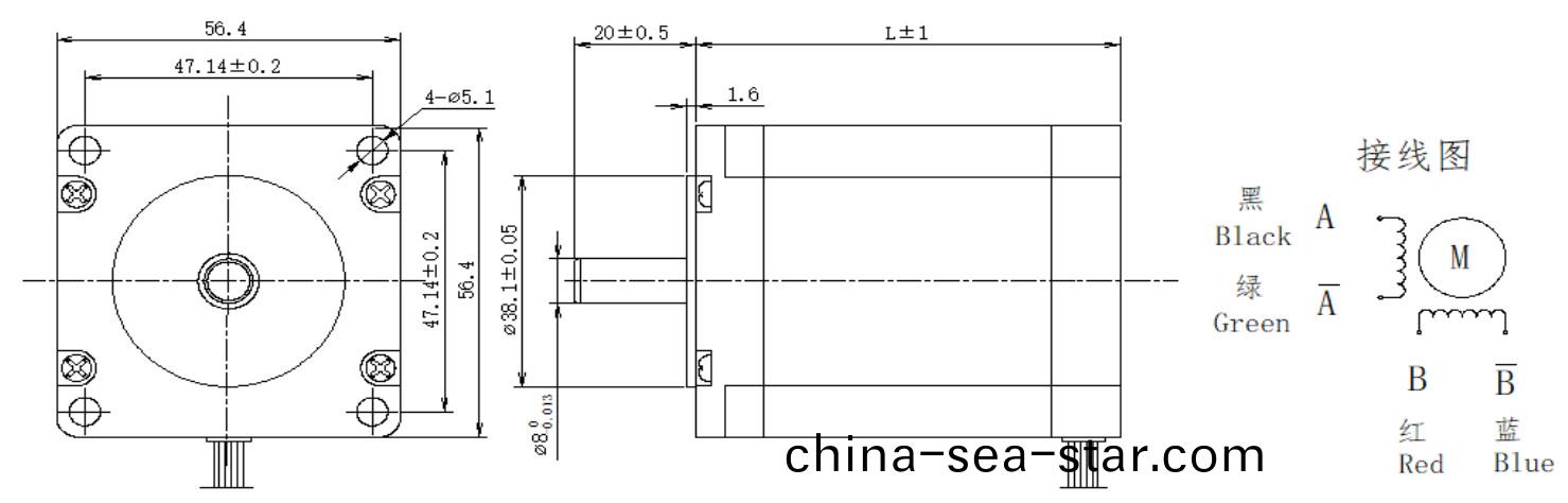 57係(xi)列1.8°兩(liang)相(xiang)開環(huan)步進(jin)電(dian)機結(jie)構(gou)