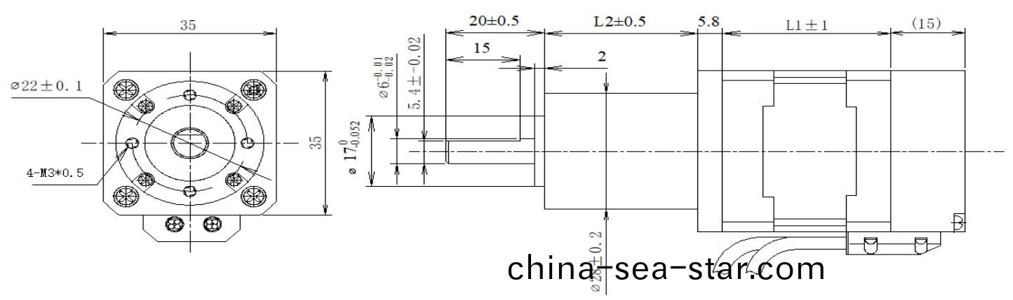35係列閉(bi)環步(bu)進電(dian)機+齒(chi)輪(lun)箱(xiang)結構(gou)