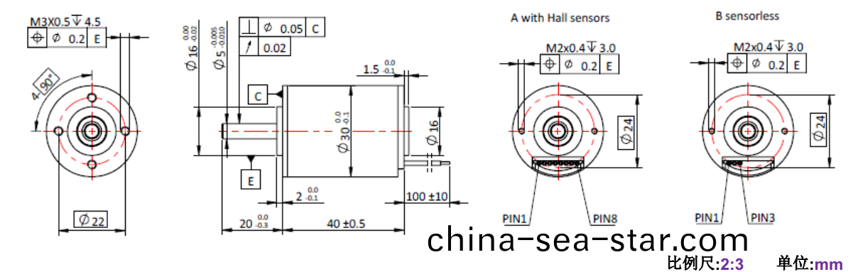 ECS-4P 3040 2對極空心桮(bei)無(wu)刷(shua)電(dian)機(ji)-萬至達(da)電機