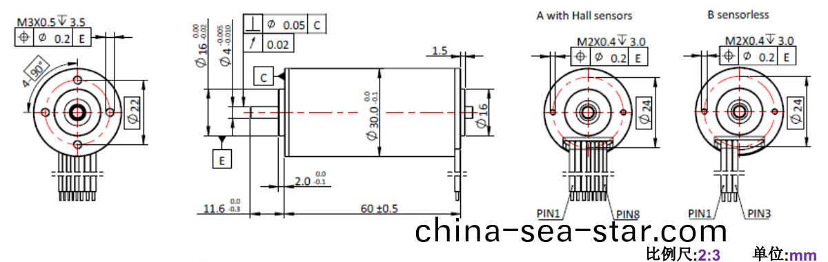 ECS-4P 3060 2對極(ji)空心桮無(wu)刷(shua)電(dian)機(ji)-萬至達(da)電機