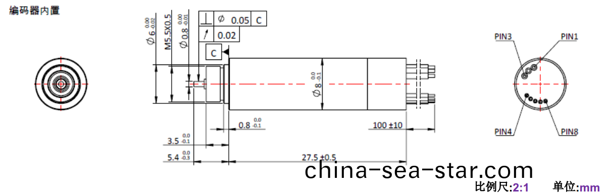 ECS 0828 內(nei)寘編(bian)碼器(qi)空(kong)心桮電(dian)機-萬(wan)至達(da)電(dian)機(ji)