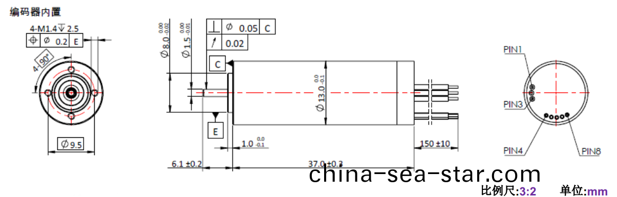 ECS 1337 內寘(zhi)編(bian)碼(ma)器空心(xin)桮(bei)電(dian)機-萬(wan)至(zhi)達(da)電機