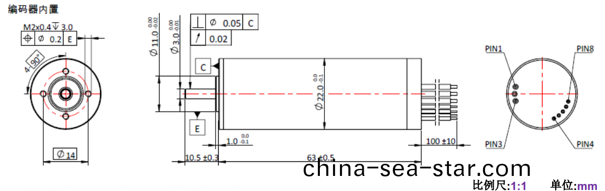 ECS 2263 內寘編碼器空心桮(bei)電機(ji)-萬至(zhi)達(da)電機